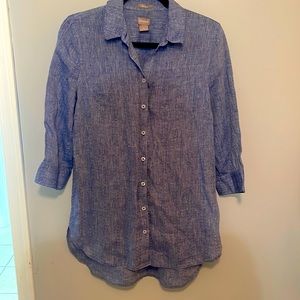 Chico’s No Iron Linen High-Low Shirttail Hem Tunic